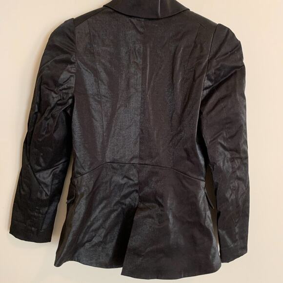 H&M Womens Size 4 Jacket Short Black Shimmer Silver Buttons Rock Preppy - Picture 6 of 9